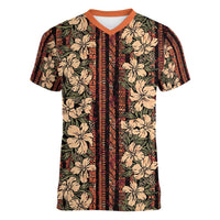 Hawaii Hibiscus Women V-Neck T-Shirt Retro Style - Polynesian Pride