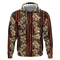 Hawaii Hibiscus Zip Hoodie Retro Style - Polynesian Pride