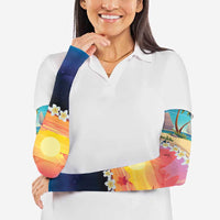 Hawaii Beach Landscape Time-Lapse Arm Sleeves Tropical Plumeria Flowers LT01 - Polynesian Pride