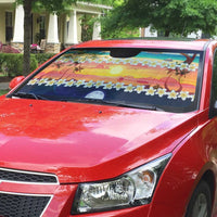 Hawaii Beach Landscape Time-Lapse Auto Sun Shade Tropical Plumeria Flowers - Polynesian Pride