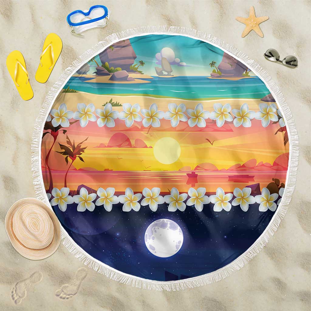 Hawaii Beach Landscape Time-Lapse Beach Blanket Tropical Plumeria Flowers - Polynesian Pride