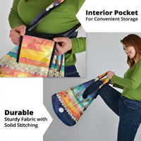 Hawaii Beach Landscape Time-Lapse Grocery Bag Tropical Plumeria Flowers - Polynesian Pride