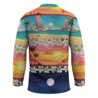 Hawaii Beach Landscape Time-Lapse Hockey Jersey Tropical Plumeria Flowers LT01 - Polynesian Pride