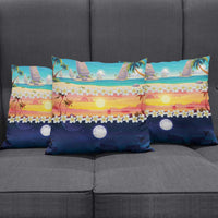 Hawaii Beach Landscape Time-Lapse Pillow Cover Tropical Plumeria Flowers - Polynesian Pride