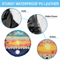 Hawaii Beach Landscape Time-Lapse Spare Tire Cover Tropical Plumeria Flowers - Polynesian Pride