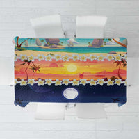 Hawaii Beach Landscape Time-Lapse Tablecloth Tropical Plumeria Flowers - Polynesian Pride