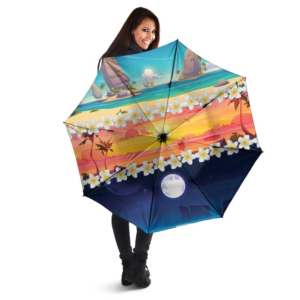 Hawaii Beach Landscape Time-Lapse Umbrella Tropical Plumeria Flowers - Polynesian Pride