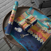 Hawaii Beach Landscape Time-Lapse Wrapping Paper Tropical Plumeria Flowers - Polynesian Pride