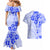 Fiji Masi With Hibiscus Tapa Tribal Couples Matching Mermaid Dress and Hawaiian Shirt Blue Pastel LT01 - Polynesian Pride