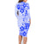 Fiji Masi With Hibiscus Tapa Tribal Family Matching Long Sleeve Bodycon Dress and Hawaiian Shirt Blue Pastel LT01 - Polynesian Pride