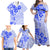 Fiji Masi With Hibiscus Tapa Tribal Family Matching Off Shoulder Maxi Dress and Hawaiian Shirt Blue Pastel LT01 - Polynesian Pride