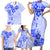 Fiji Masi With Hibiscus Tapa Tribal Family Matching Short Sleeve Bodycon Dress and Hawaiian Shirt Blue Pastel LT01 - Polynesian Pride