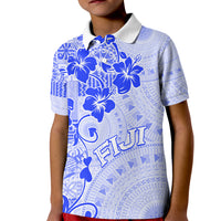Fiji Masi With Hibiscus Tapa Tribal Kid Polo Shirt Blue Pastel LT01 Kid Blue - Polynesian Pride