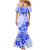 Fiji Masi With Hibiscus Tapa Tribal Mermaid Dress Blue Pastel LT01 - Polynesian Pride