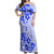 Fiji Masi With Hibiscus Tapa Tribal Off Shoulder Maxi Dress Blue Pastel LT01 Women Blue - Polynesian Pride