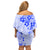 Fiji Masi With Hibiscus Tapa Tribal Off Shoulder Short Dress Blue Pastel LT01 - Polynesian Pride