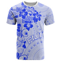 Fiji Masi With Hibiscus Tapa Tribal T Shirt Blue Pastel LT01 Blue - Polynesian Pride