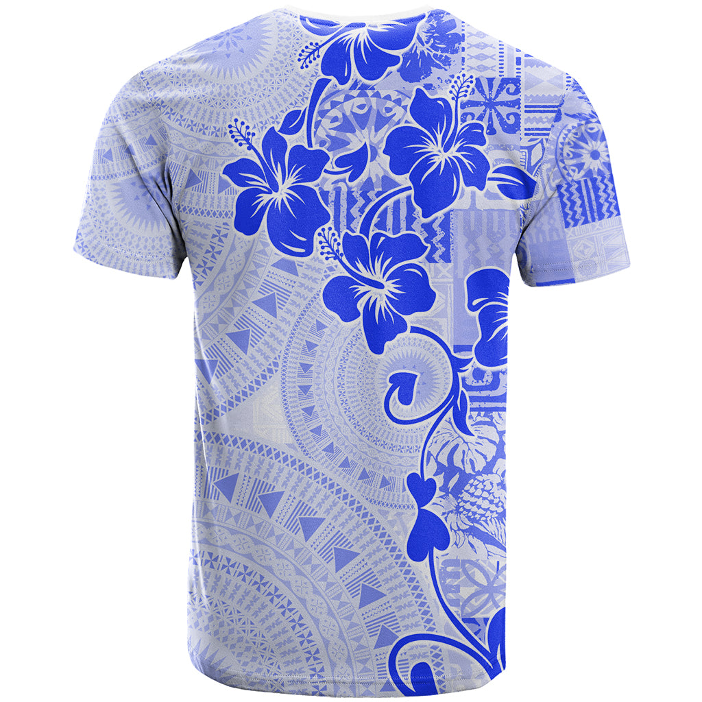 Fiji Masi With Hibiscus Tapa Tribal T Shirt Blue Pastel LT01 - Polynesian Pride
