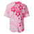 Fiji Masi With Hibiscus Tapa Tribal Baseball Jersey Pink Pastel LT01 - Polynesian Pride