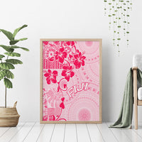 Fiji Masi With Hibiscus Tapa Tribal Canvas Wall Art Pink Pastel LT01 - Polynesian Pride