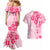 Fiji Masi With Hibiscus Tapa Tribal Couples Matching Mermaid Dress and Hawaiian Shirt Pink Pastel LT01 - Polynesian Pride