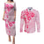 Fiji Masi With Hibiscus Tapa Tribal Couples Matching Puletasi Dress and Long Sleeve Button Shirt Pink Pastel LT01 Pink - Polynesian Pride