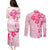 Fiji Masi With Hibiscus Tapa Tribal Couples Matching Puletasi Dress and Long Sleeve Button Shirt Pink Pastel LT01 - Polynesian Pride