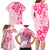 Fiji Masi With Hibiscus Tapa Tribal Family Matching Long Sleeve Bodycon Dress and Hawaiian Shirt Pink Pastel LT01 - Polynesian Pride