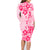 Fiji Masi With Hibiscus Tapa Tribal Family Matching Long Sleeve Bodycon Dress and Hawaiian Shirt Pink Pastel LT01 - Polynesian Pride