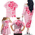 Fiji Masi With Hibiscus Tapa Tribal Family Matching Off Shoulder Long Sleeve Dress and Hawaiian Shirt Pink Pastel LT01 - Polynesian Pride