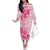 Fiji Masi With Hibiscus Tapa Tribal Family Matching Off Shoulder Long Sleeve Dress and Hawaiian Shirt Pink Pastel LT01 Mom's Dress Pink - Polynesian Pride