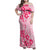 Fiji Masi With Hibiscus Tapa Tribal Family Matching Off Shoulder Maxi Dress and Hawaiian Shirt Pink Pastel LT01 Mom's Dress Pink - Polynesian Pride