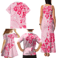 Fiji Masi With Hibiscus Tapa Tribal Family Matching Tank Maxi Dress and Hawaiian Shirt Pink Pastel LT01 - Polynesian Pride