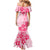 Fiji Masi With Hibiscus Tapa Tribal Mermaid Dress Pink Pastel LT01 - Polynesian Pride