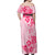 Fiji Masi With Hibiscus Tapa Tribal Off Shoulder Maxi Dress Pink Pastel LT01 - Polynesian Pride