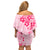 Fiji Masi With Hibiscus Tapa Tribal Off Shoulder Short Dress Pink Pastel LT01 - Polynesian Pride