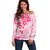 Fiji Masi With Hibiscus Tapa Tribal Off Shoulder Sweater Pink Pastel LT01 Women Pink - Polynesian Pride