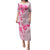 Fiji Masi With Hibiscus Tapa Tribal Puletasi Pink Pastel LT01 Long Dress Pink - Polynesian Pride