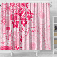 Fiji Masi With Hibiscus Tapa Tribal Shower Curtain Pink Pastel LT01 - Polynesian Pride