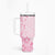 Fiji Masi With Hibiscus Tapa Tribal Tumbler With Handle Pink Pastel