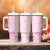 Fiji Masi With Hibiscus Tapa Tribal Tumbler With Handle Pink Pastel