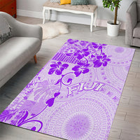 Fiji Masi With Hibiscus Tapa Tribal Area Rug Purple Pastel LT01 - Polynesian Pride