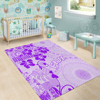Fiji Masi With Hibiscus Tapa Tribal Area Rug Purple Pastel LT01 - Polynesian Pride