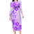 Fiji Masi With Hibiscus Tapa Tribal Family Matching Long Sleeve Bodycon Dress and Hawaiian Shirt Purple Pastel LT01 Mom's Dress Purple - Polynesian Pride