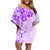 Fiji Masi With Hibiscus Tapa Tribal Family Matching Off Shoulder Short Dress and Hawaiian Shirt Purple Pastel LT01 Mom's Dress Purple - Polynesian Pride