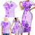 Fiji Masi With Hibiscus Tapa Tribal Family Matching Short Sleeve Bodycon Dress and Hawaiian Shirt Purple Pastel LT01 - Polynesian Pride