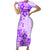 Fiji Masi With Hibiscus Tapa Tribal Family Matching Short Sleeve Bodycon Dress and Hawaiian Shirt Purple Pastel LT01 Mom's Dress Purple - Polynesian Pride