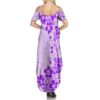 Fiji Masi With Hibiscus Tapa Tribal Family Matching Summer Maxi Dress and Hawaiian Shirt Purple Pastel LT01 - Polynesian Pride