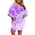 Fiji Masi With Hibiscus Tapa Tribal Off Shoulder Short Dress Purple Pastel LT01 Women Purple - Polynesian Pride