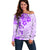 Fiji Masi With Hibiscus Tapa Tribal Off Shoulder Sweater Purple Pastel LT01 Women Purple - Polynesian Pride